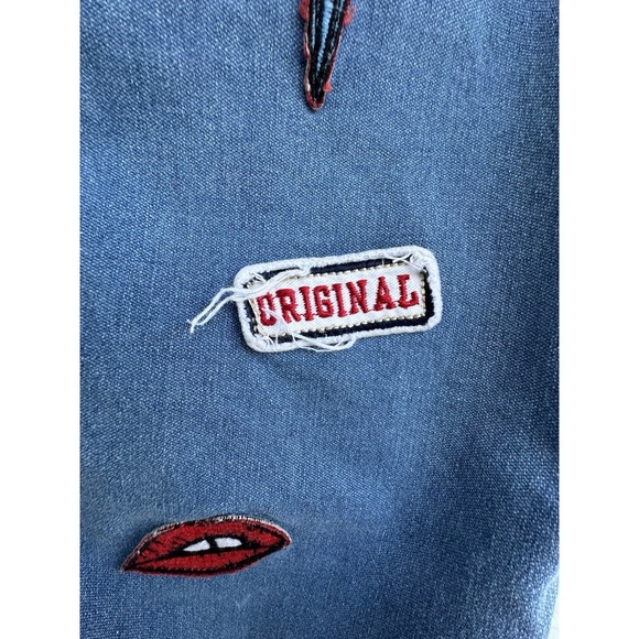 FARM Rio Denim Patch Romper (XS/P) –‎ Rare – Needs Crotch Repair – Raw Hem - Picture 6 of 14